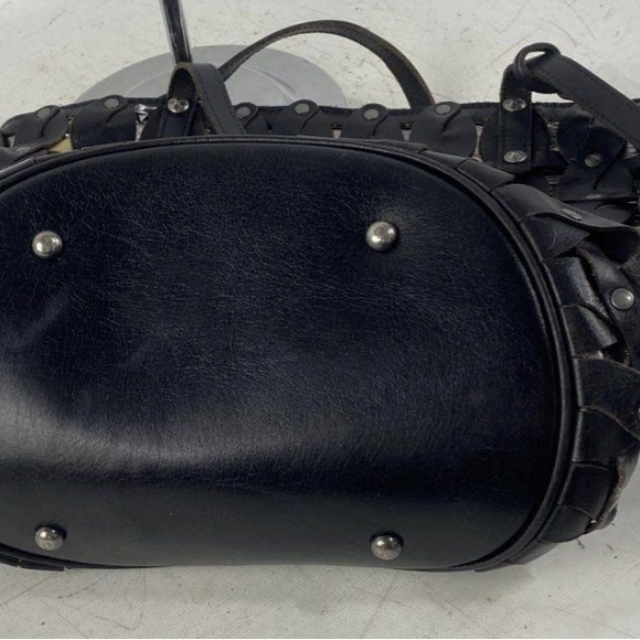 Patricia Nash Mizzana Twisted Braid Leather Tote Bag Black Studded - Picture 7 of 10